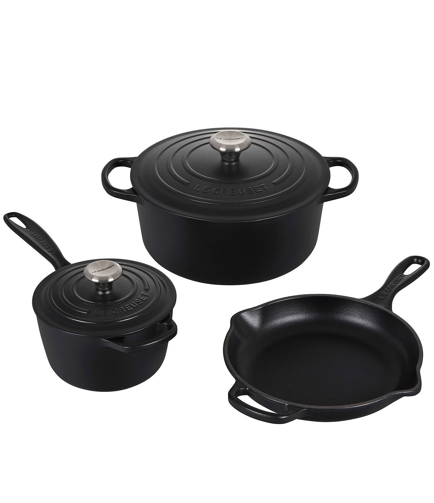 Le Creuset Signature Cast Iron 5 Piece Cookware Set - Licorice