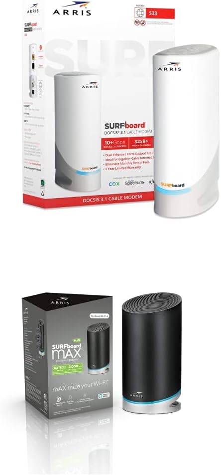 ARRIS Surfboard S33 DOCSIS 3.1 Multi-Gigabit Cable Modem with 2.5 Gbps Ethernet Port, Approved for Cox, Xfinity, Spectrum & Others