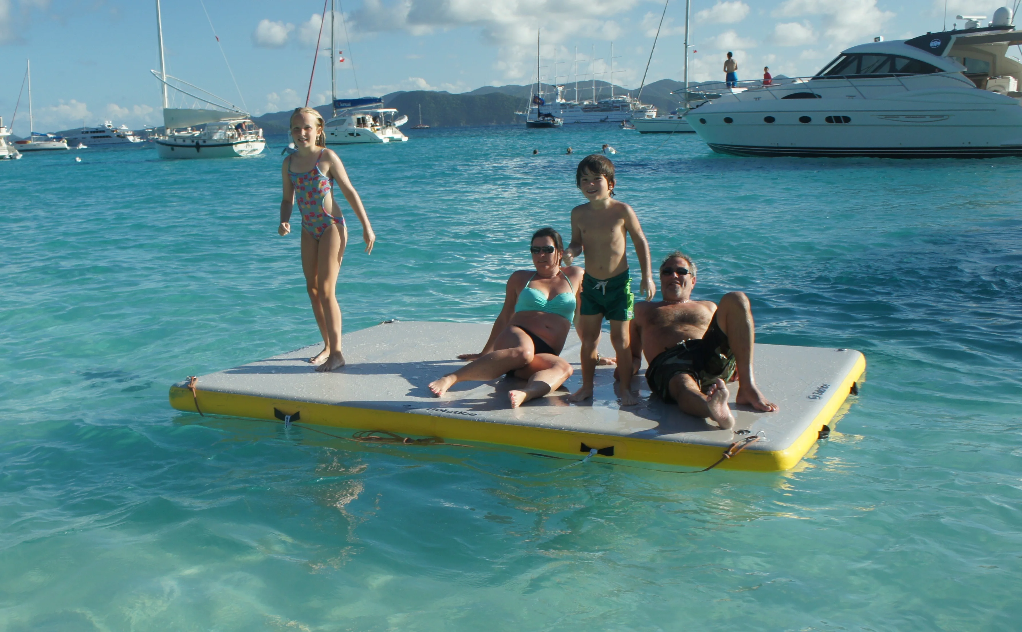 8-FT Inflatable White and Yellow Private Solstice Drop Stitch Lake Dock