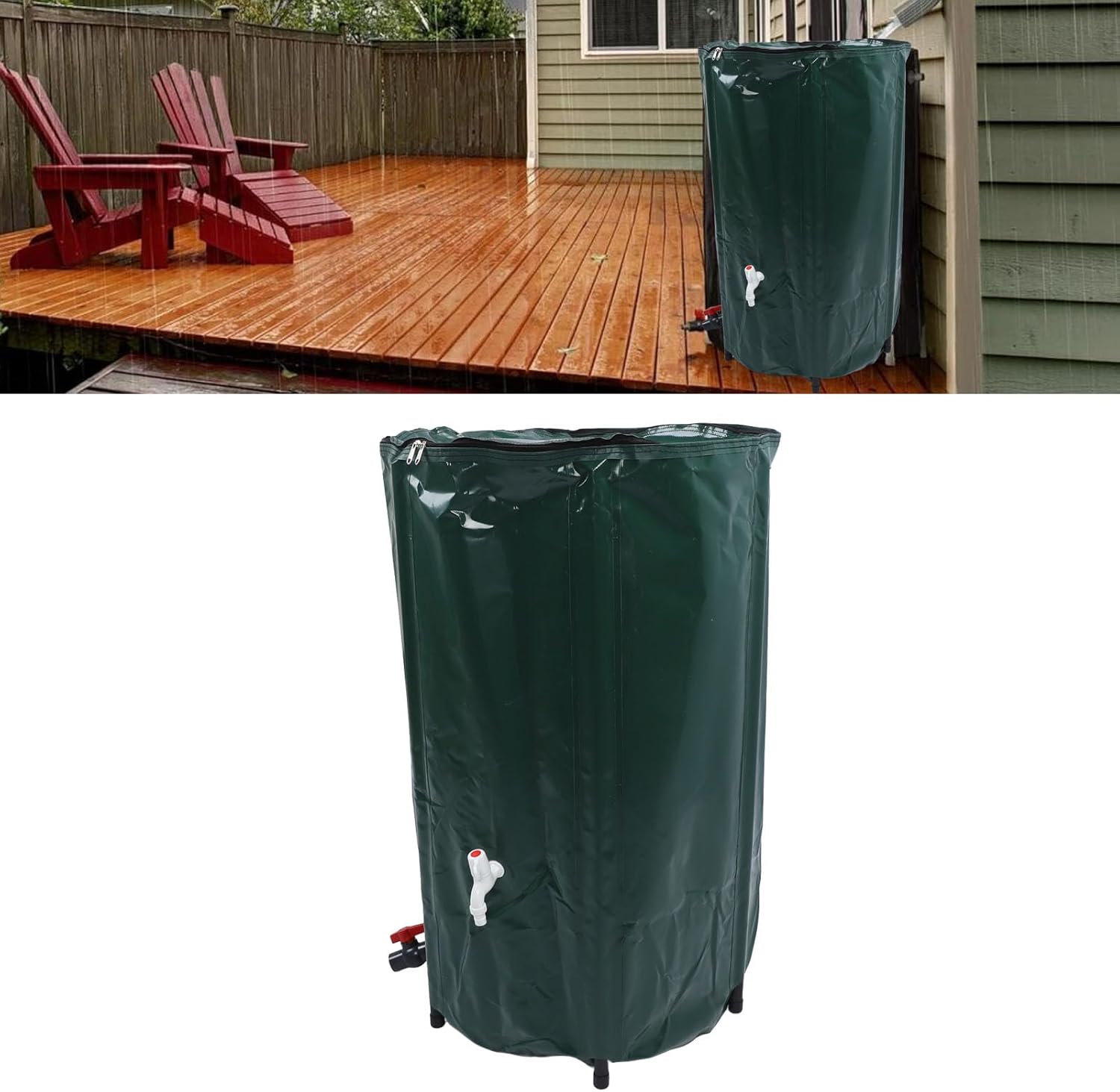 1000L Rain Barrel Rain Water Collection,Collapsible Water Barrel Portable Rain Catcher Barrel
