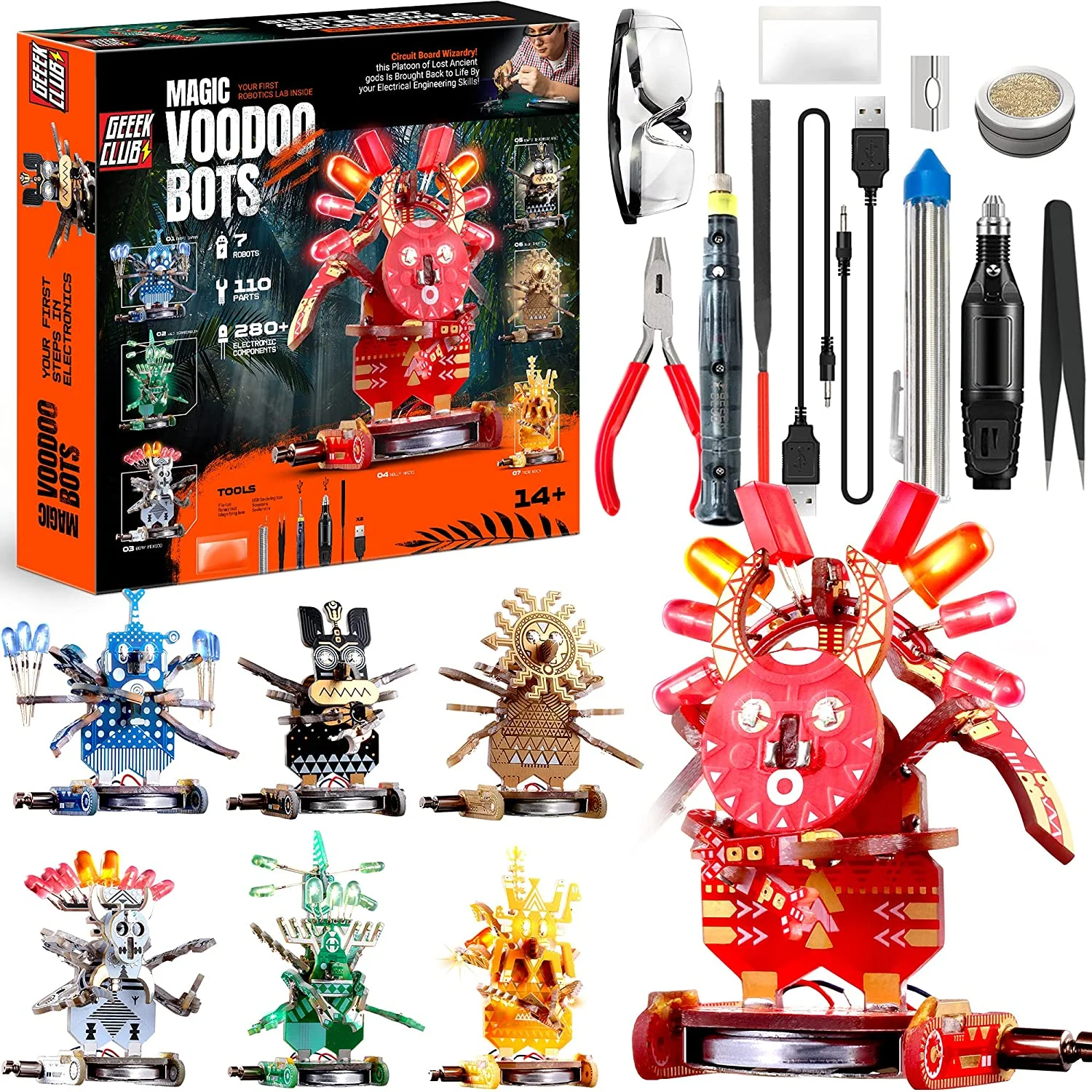 Geeek Club Robot Building Kit for Kids - Magic Voodoo Bots with Tools - Robotics STEM Construction Set - Smart Build Your Own Robot Kit for Adults
