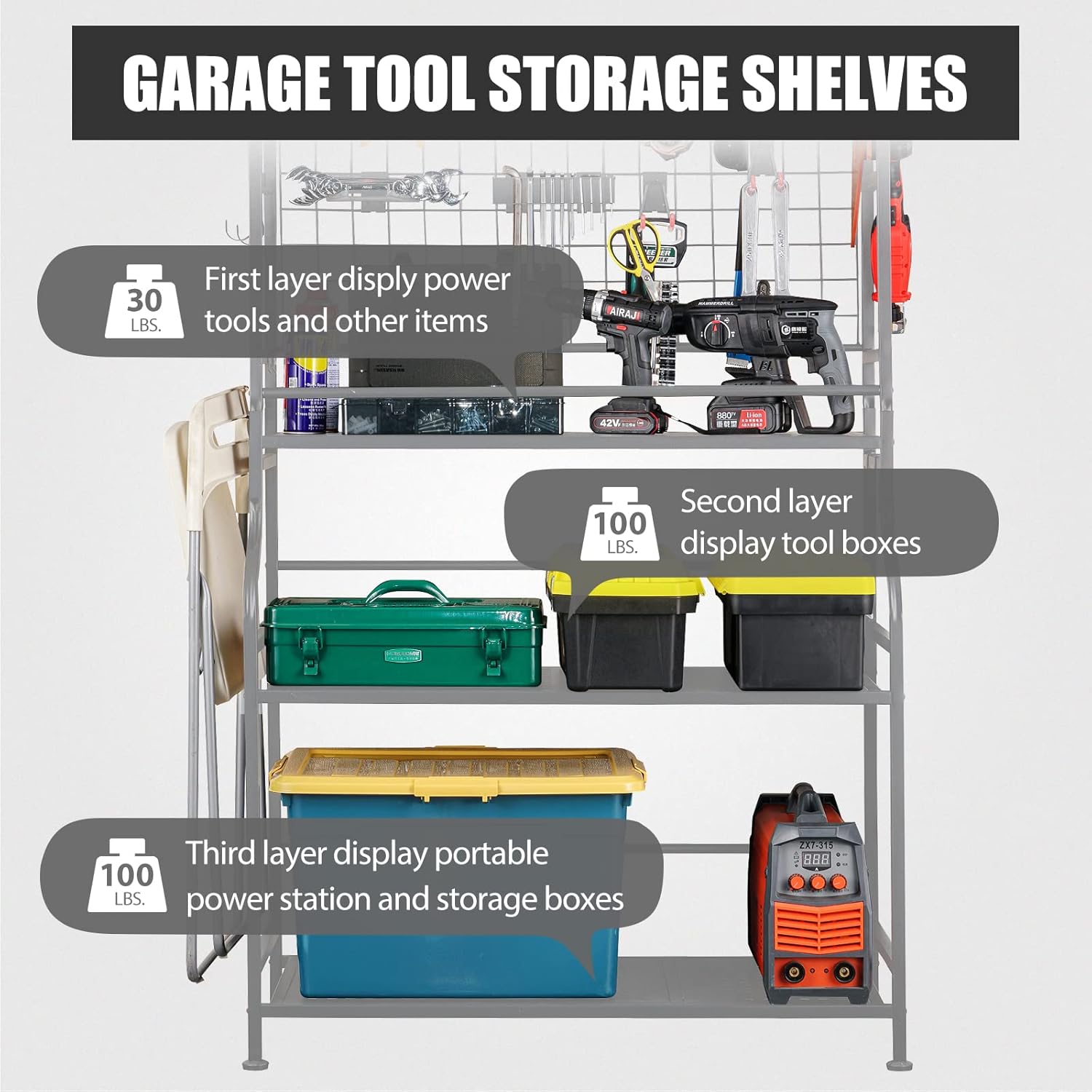Mythinglogic Tool Storage Organizer,Heavy Duty Tool Holder for Power Tool, Drill, Screwdriver, Wrench, Storage Shelf for Toolbox