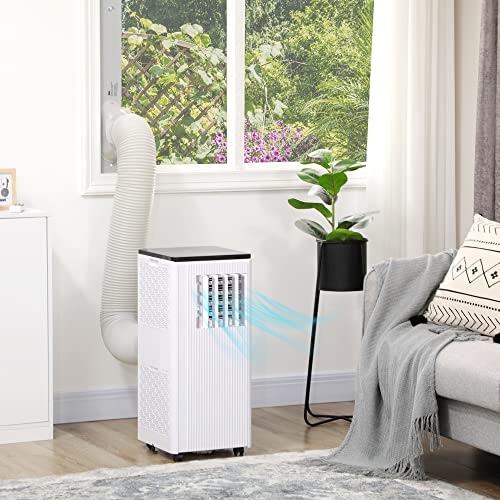 HOMCOM 8000 BTU Smart WiFi Enabled Portable Air Conditioner for Rooms Up to 215 Sq. Ft., 3-in-1 Moible AC Unit with Dehumidifier, Fan, Sleep