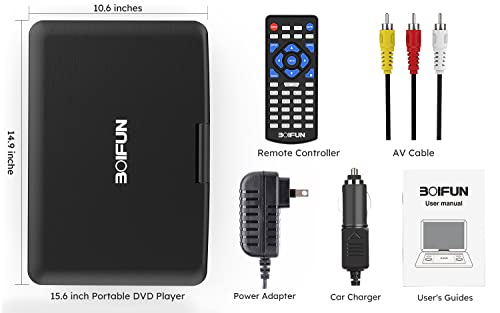 17.5" Portable DVD Player with 15.6" Large HD Screen, 6 Hours Rechargeable Battery, Support USB/SD Card/Sync TV and Multiple Disc Formats