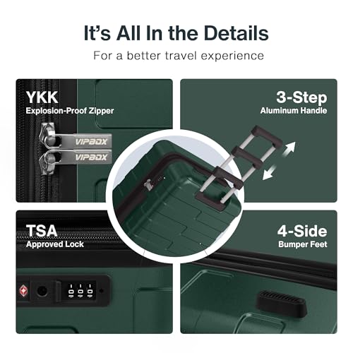 Luggage Sets 3 Piece (3-YEARS VIP SERVICE) Hardside Expandable Ultra Durable 100% PC Lightweight Carry On Travel Suitcase Set with TSA Lock Spinner