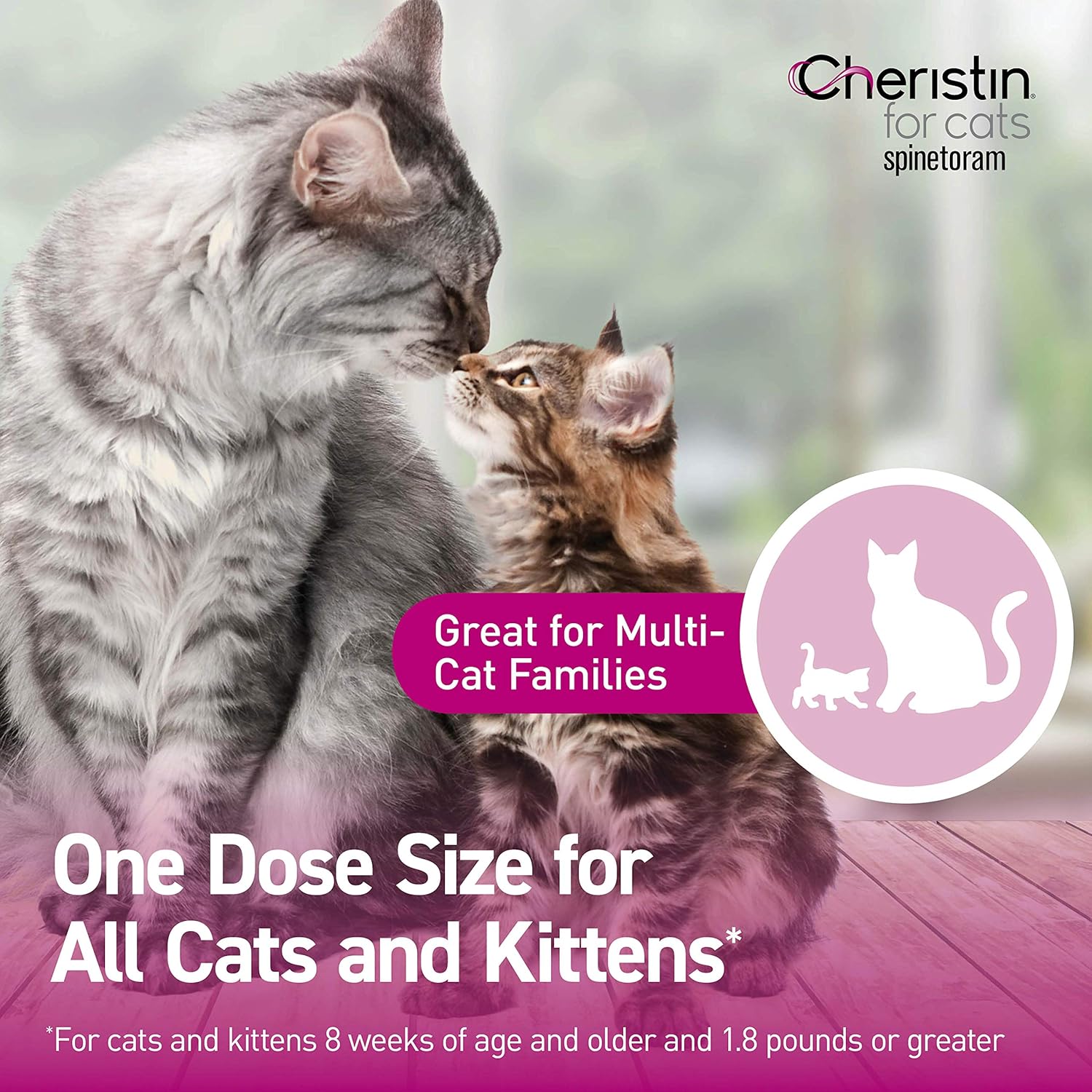 Cheristin for Cats Topical Flea Prevention &ndash; Starts Killing Fleas in 30 Minutes, 6 doses