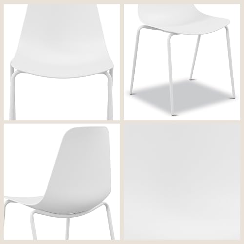 POLY & BARK Isla Modern Kitchen Chairs Set of 4 - Plastic Dining Chair with Metal Legs