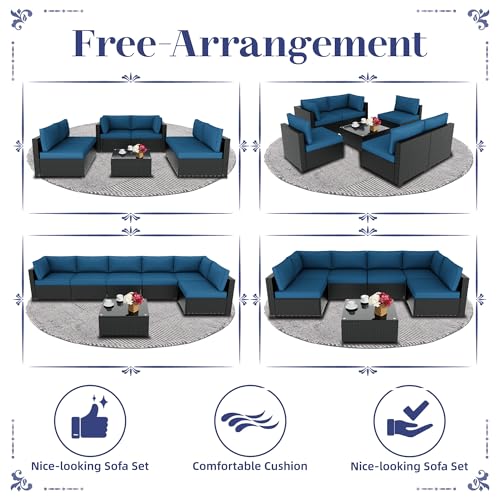 KIGOTY Patio Furniture Set 7 Pieces Conversation Sets, Outdoor Sectional Sofa