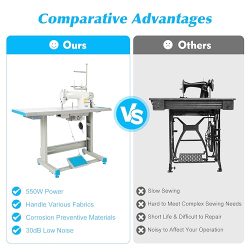 Heavy Duty Sewing Machine with Servo Motor, 550W Commercial Sewing Machine Electric Sewing Machine with 14 Needles