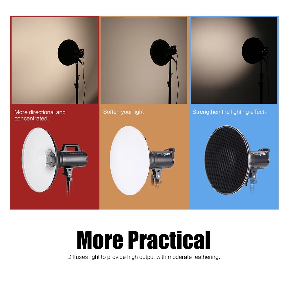 Andoer Studio Photography 41cm16 Inch Speedlite Strobe Diffuser Beauty Dish Lampshade Bowens Mount with Reflector Honeycomb Soft Cloth