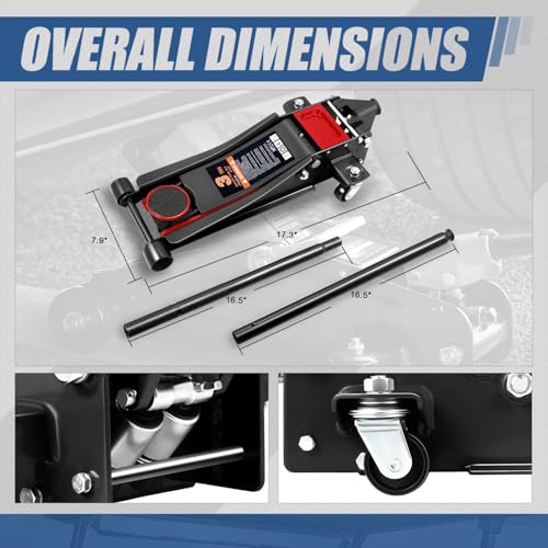 Auto Dynasty 4 Ton Low Profile Floor Jack, Heavy Duty Steel Hydraulic Car Jack with Dual Pistons Quick Lift Pump, Hydraulic Racing Floor Jack