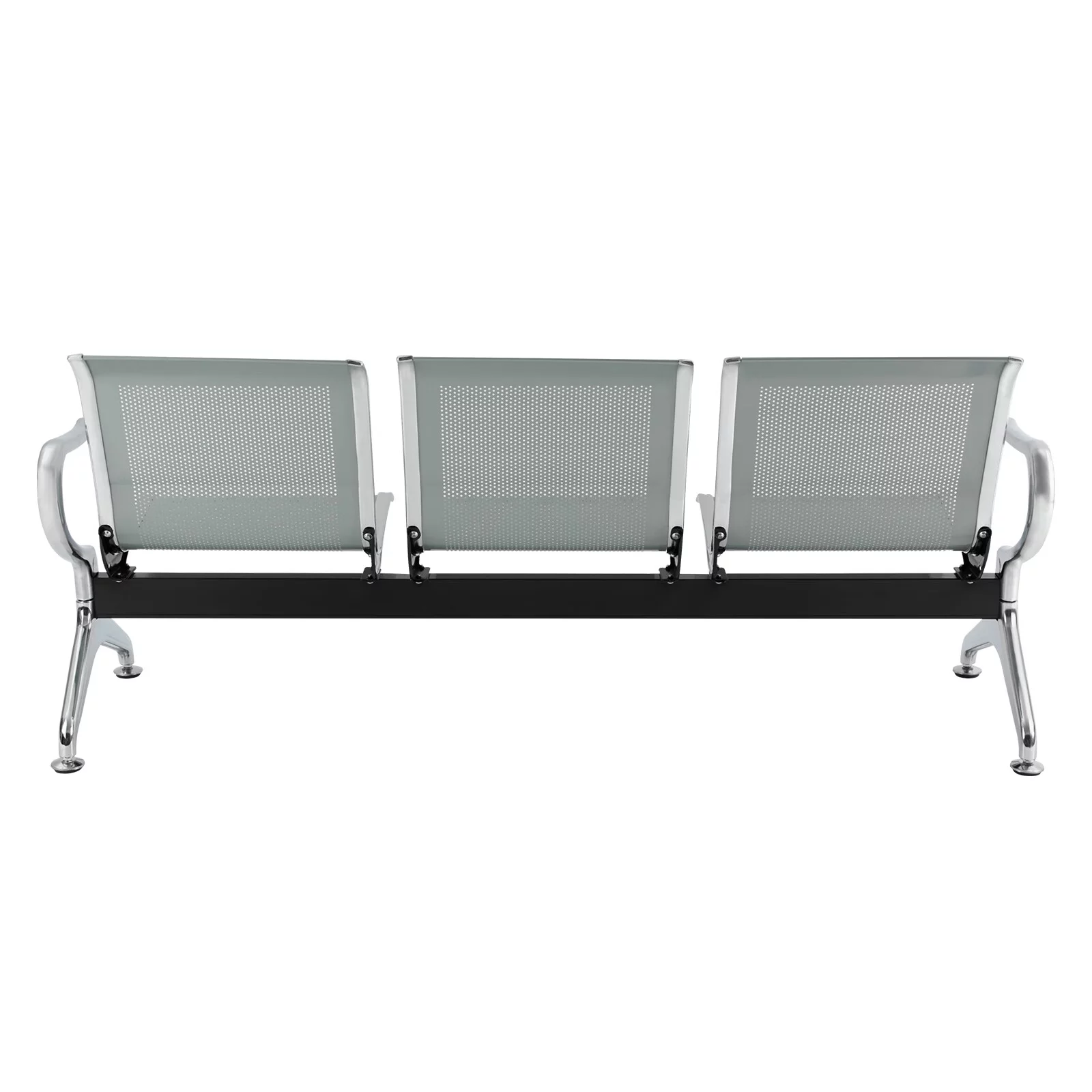 Aiqidi 3-Seat Waiting Room Chair with Arms Airport Reception Bench Guest Chair for Office Business Hospital Bank Market Silver