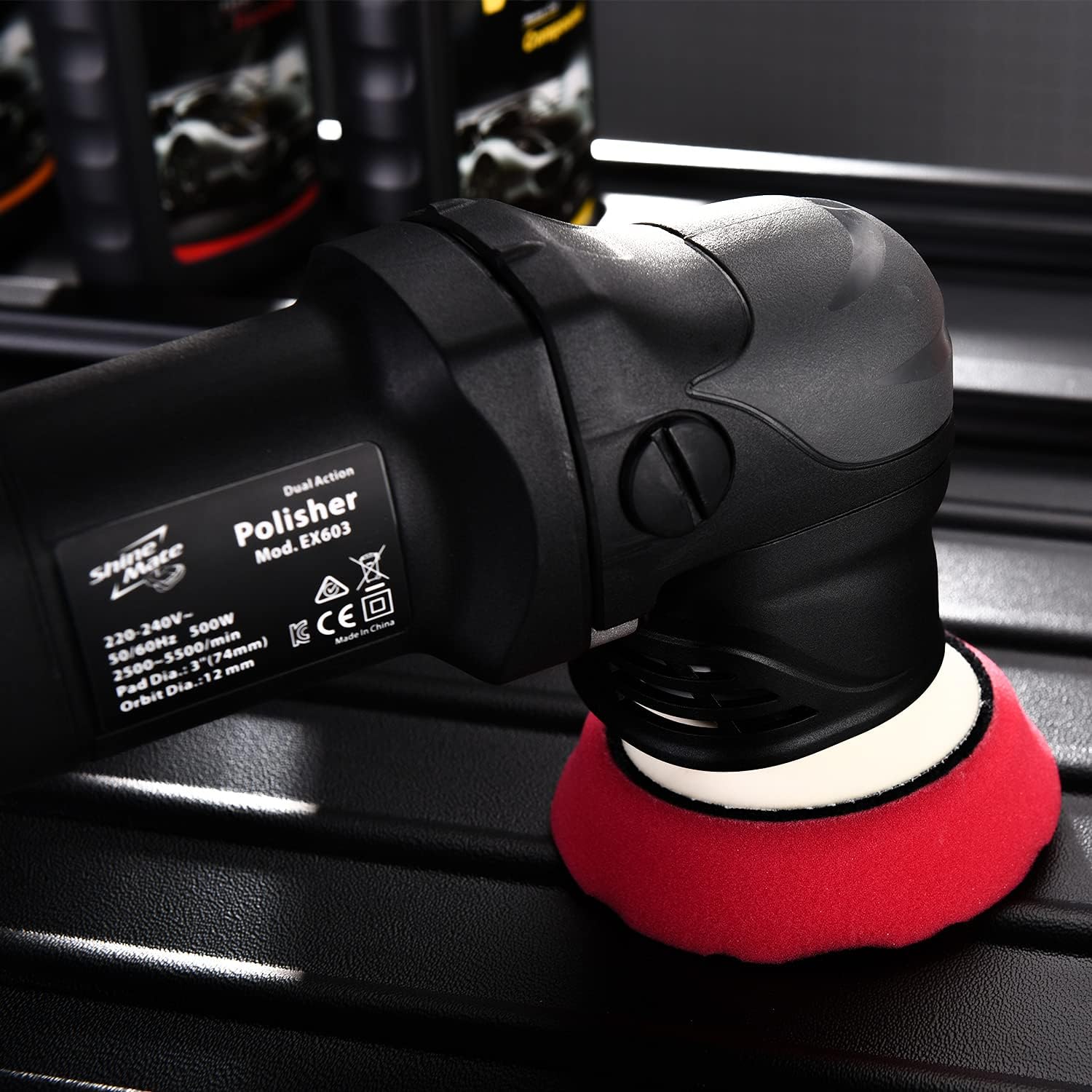 ShineMate Dual Action Polisher for Car Detailing 3 Inch, 500w 12mm Throw Random Orbital Polisher with 6 Variable Speed Setting