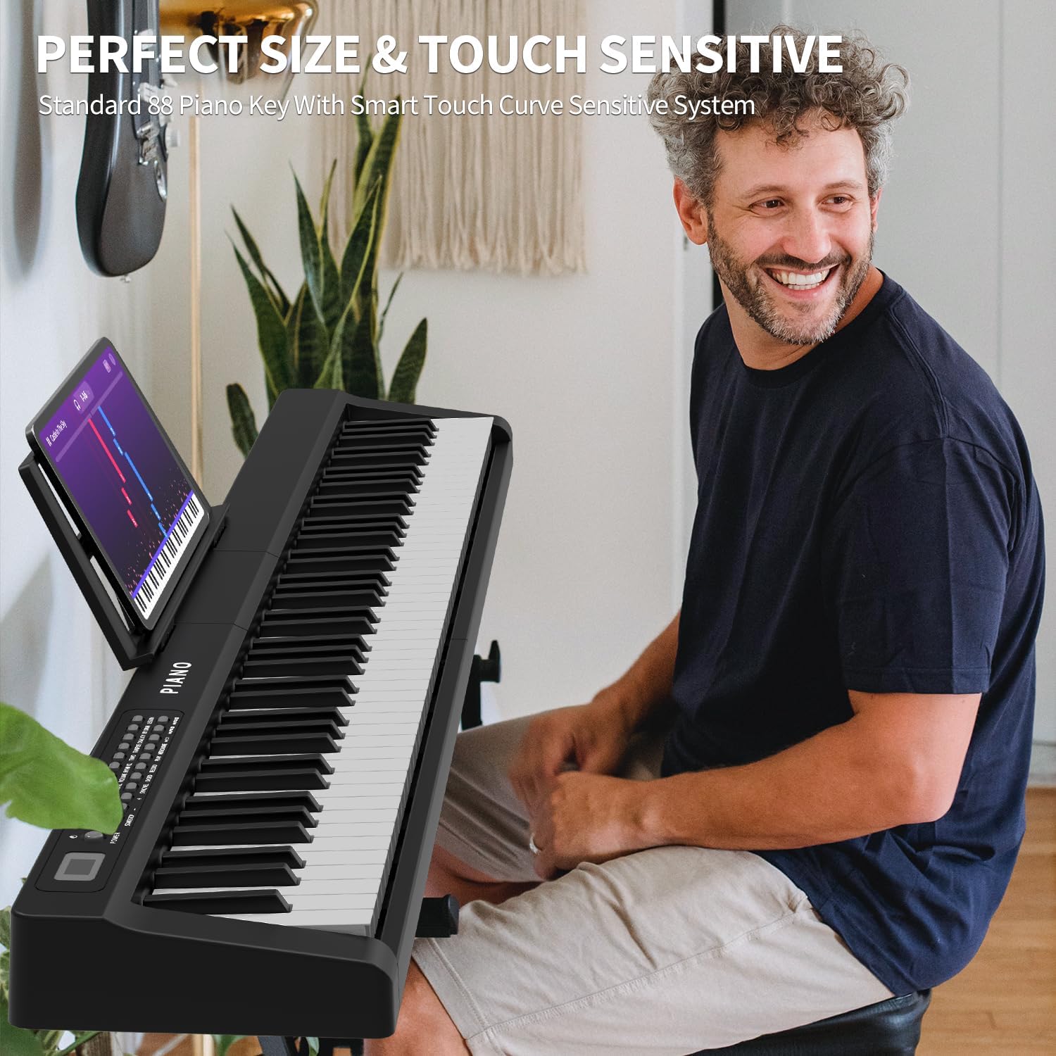 Digital Piano 88 Key Full Size Semi Weighted Electronic Keyboard Piano Set with Stand,Built-In Speakers,Electric Piano Keyboard with Sustain Pedal