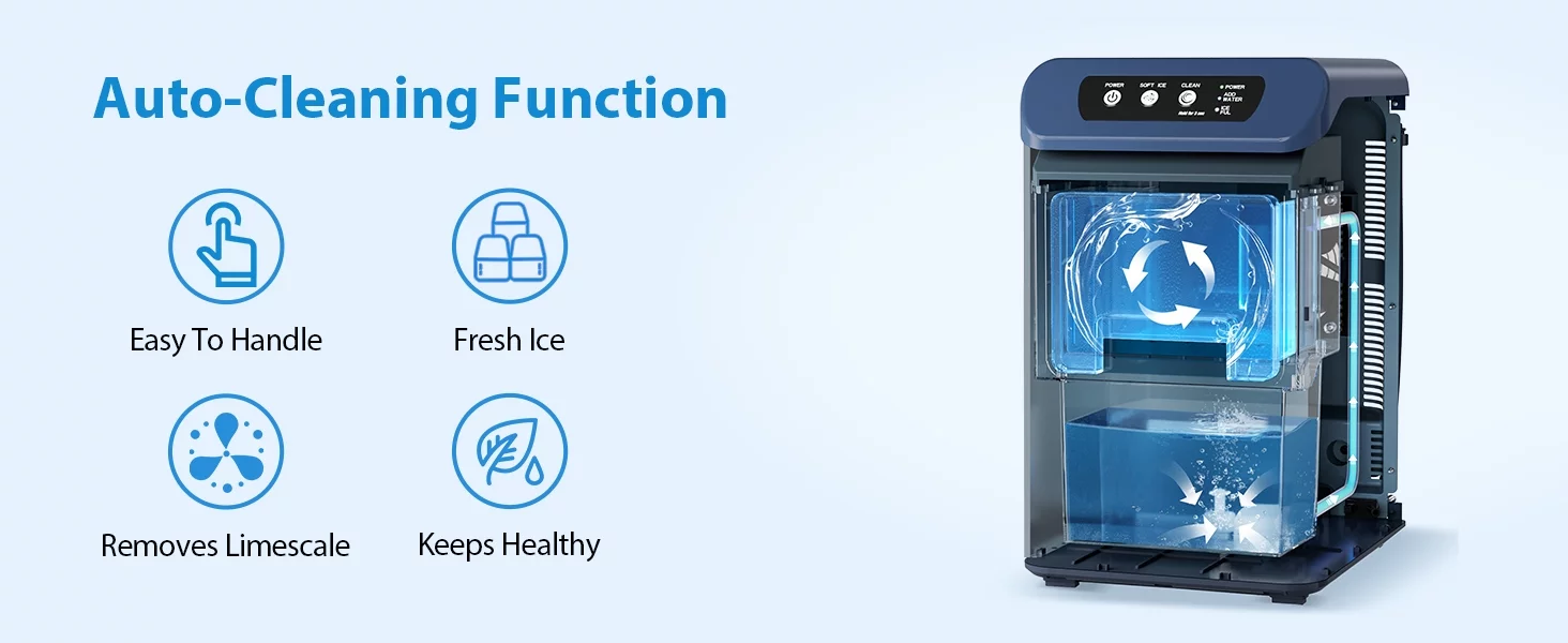 Aeitto® Nugget Ice Maker Countertop, 55 lbs/Day, Chewable Ice Maker, Rapid Ice Release in 5 Mins, Auto Water Refill, Self-Cleaning