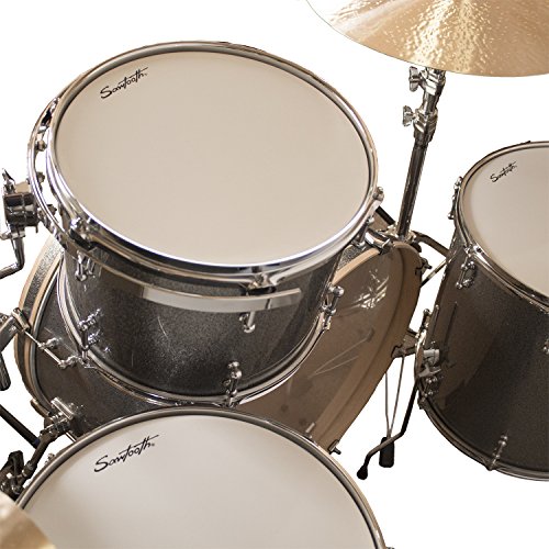 Sawtooth Command Series 4-Piece Shell Pack with 24" Bass Drum, Silver Sparkle, (ST-COM-4PC-24-SSPK)