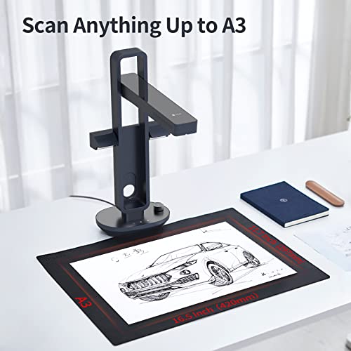 CZUR Aura Pro Book & Document Scanner,Capture A3 & A4, Auto-Flatten & Deskew Powered by AI Technology, Foldable & Portable