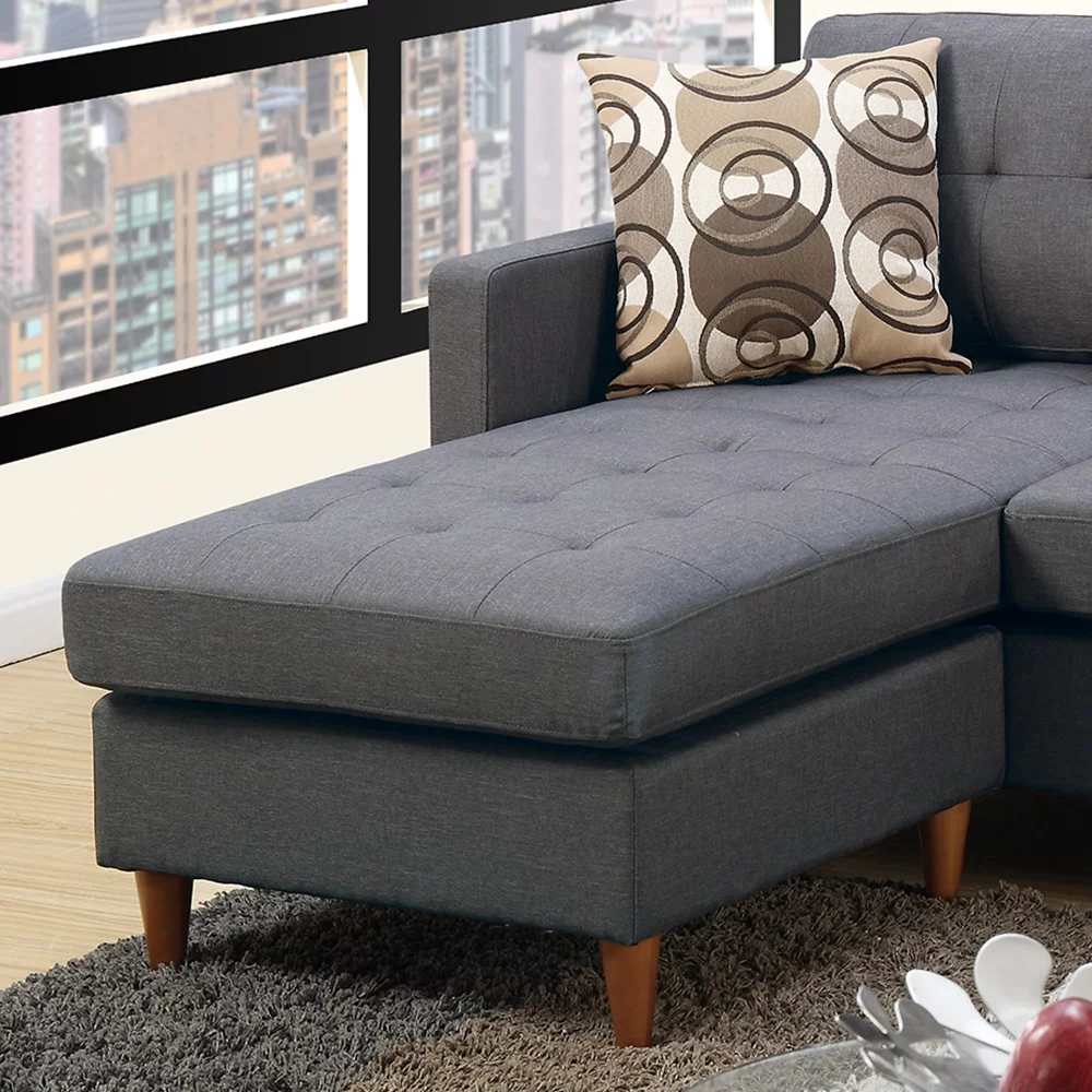 2 Piece Sectional Sofa with Accent Pillows in Blue Grey
