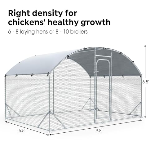 Veehoo Large Metal Chicken Coop for 6-10 Chickens