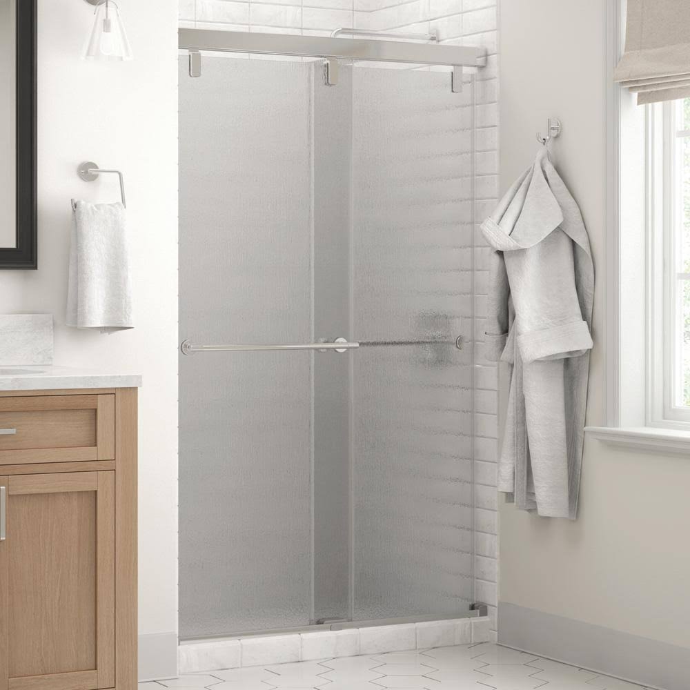 Delta Lyndall 48 x 71-1/2 in. Frameless Mod Soft-Close Sliding Shower Door in Chrome with 1/4 in. (6mm) Rain Glass