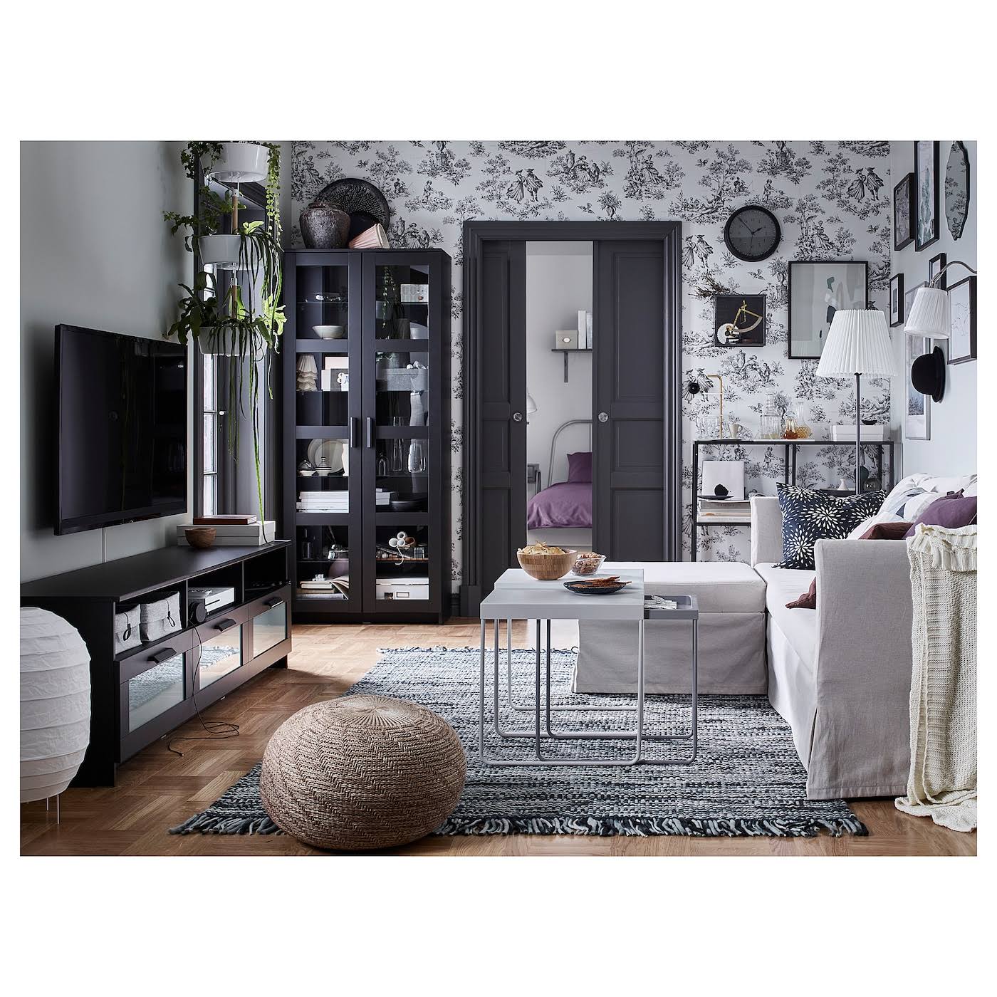 IKEA - BRIMNES Glass-Door Cabinet, Black, 31 1/2x74 3/4 10409871