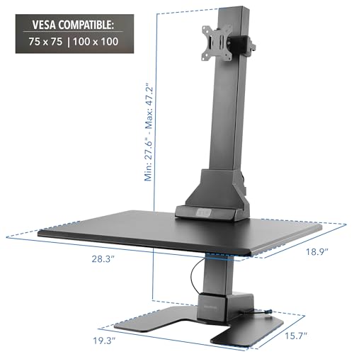Mount-It! Electric Standing Desk Converter - Motorized Sit-Stand Desk Riser with Monitor Mount