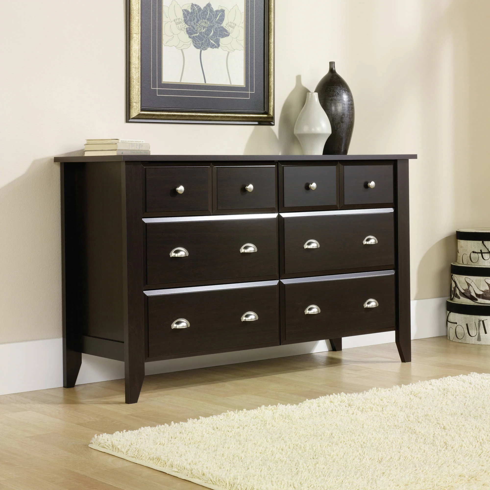 Sauder Shoal Creek 6-Drawer Dresser, Jamocha Wood finish