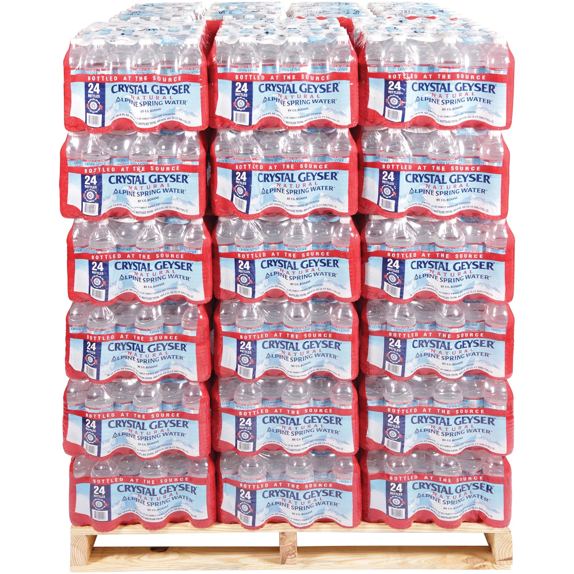 Crystal Geyser Natural Alpine Spring Water, 16.9 Oz Bottle, 24/Case, 84 Cases/Pallet