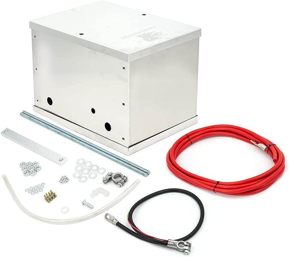 CNRAQR Complete Aluminum Battery Box Relocation Kit Universal Billet Race Off Road Kit fit for all cars