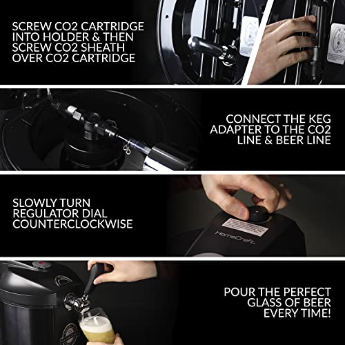 Homecraft Black Stainless Steel Easy-Dispensing Tap Beer Cooling System, Includes Reusable Growler