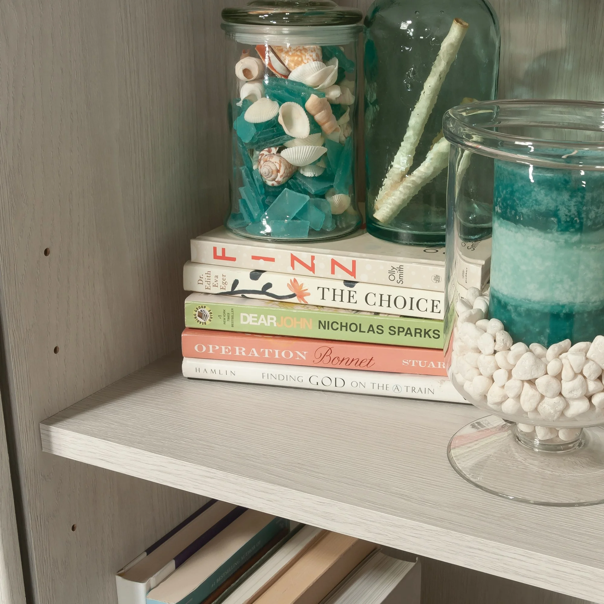 Sauder Coral Cape Engineered Wood Storage Cabinet in Glacier Oak