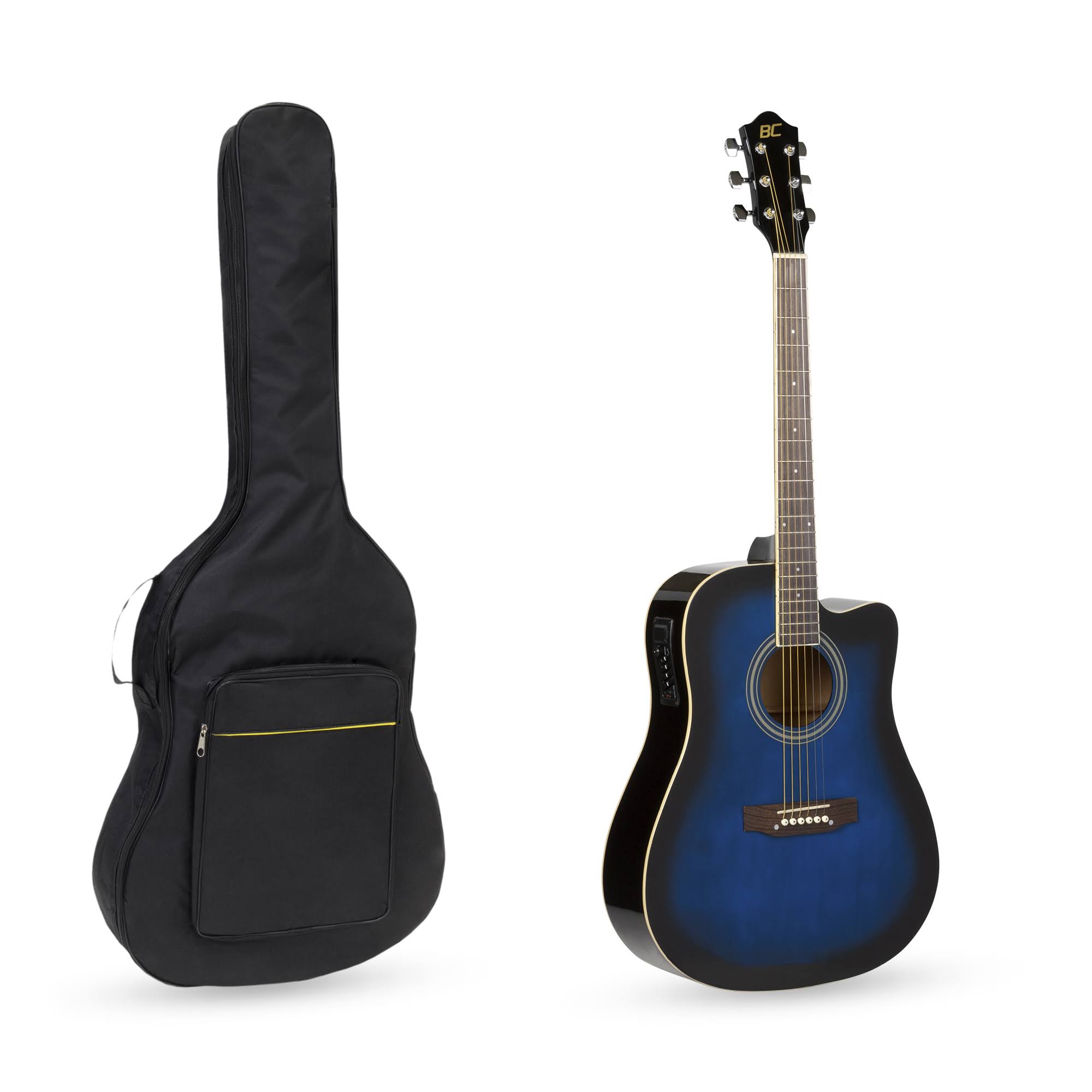 Best Choice Products 41in Full Size Acoustic Electric Cutaway Guitar Set w/ Capo, E-Tuner, Bag, Picks, Strap - Blue
