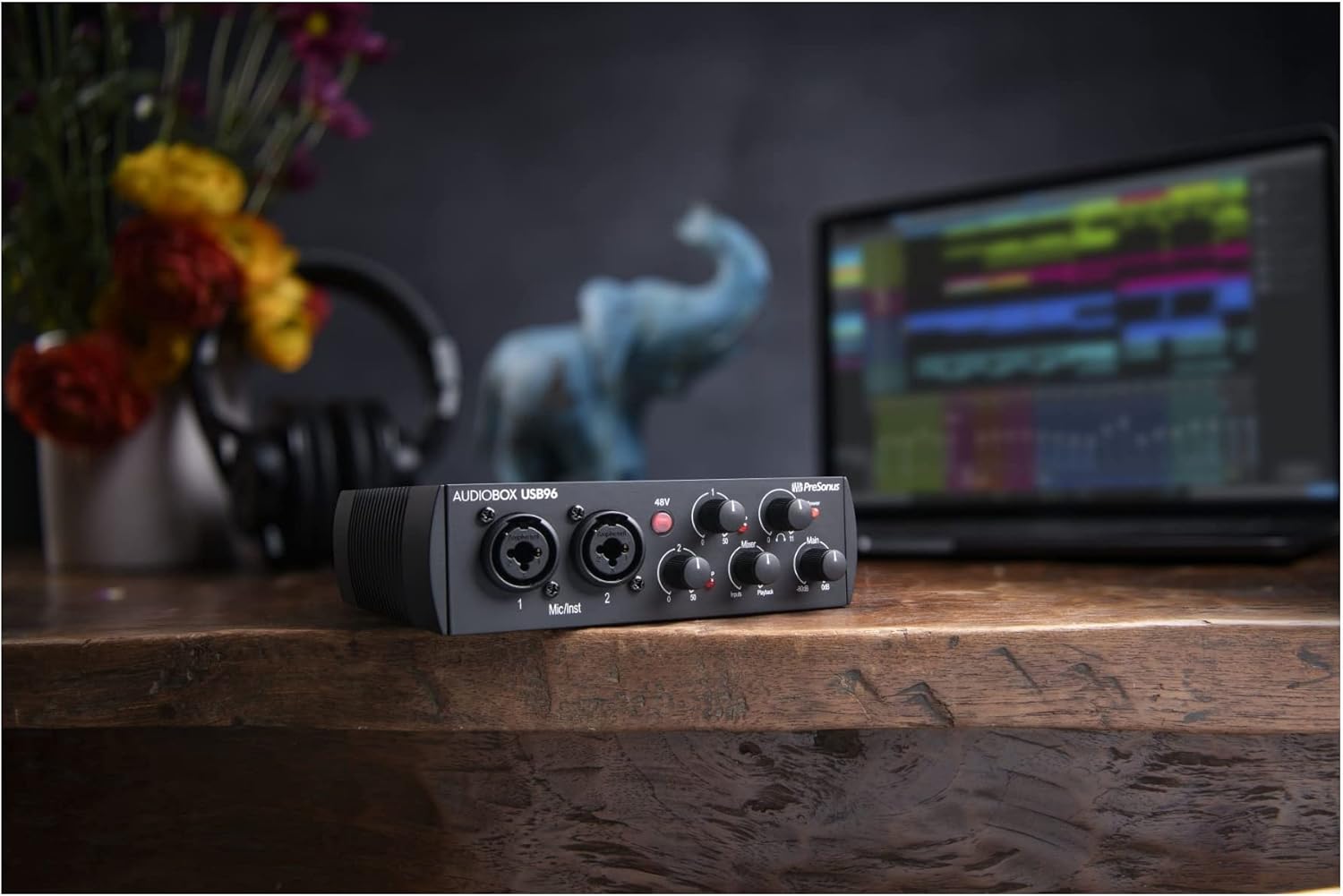 PreSonus AudioBox USB 96 25th Anniversary Edition 2x2 USB 2.0 Audio Interface with Headphones and Cable Bundle (3 Items)