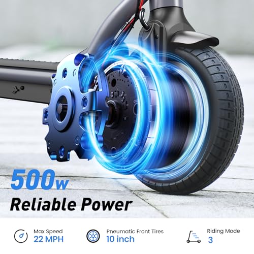 Electric Scooter, 500W/350W Powerful Motor, 22/18 MPH Top Speed, 23/21 Miles Long Range, 10"/8.5" Pneumatic Tires, Smart App