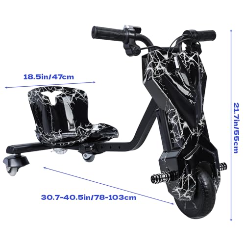 Electric Drift Trike for Kid,Adjustable Seat Big Wheel Drifting Go Cart,3-Wheel Scooter Drift Cart with 9 MPH Speed