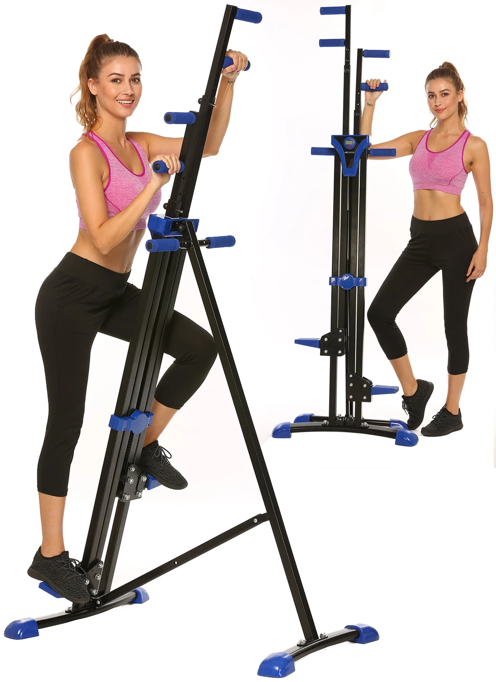 VIBESPARK Vertical Climber and Folding Indoor Exercise Fitness Stair Stepper Machine for Office, Home and Gym