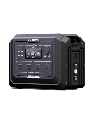 OUPES Mega 1 Portable Power Station 2000W (4500W Peak), 1024Wh LiFePO4 Battery Generator with 1400W AC Charging & 800W Solar Charging