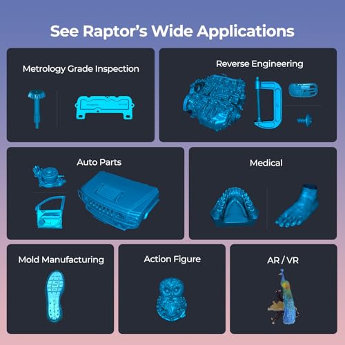 Creality CR-Scan Raptor Pro 3D Scanner for 3D Printing, 22+7 Blue Laser Lines, 30-60fps High Frame Scanning, 24-Bit Full-Color Scans