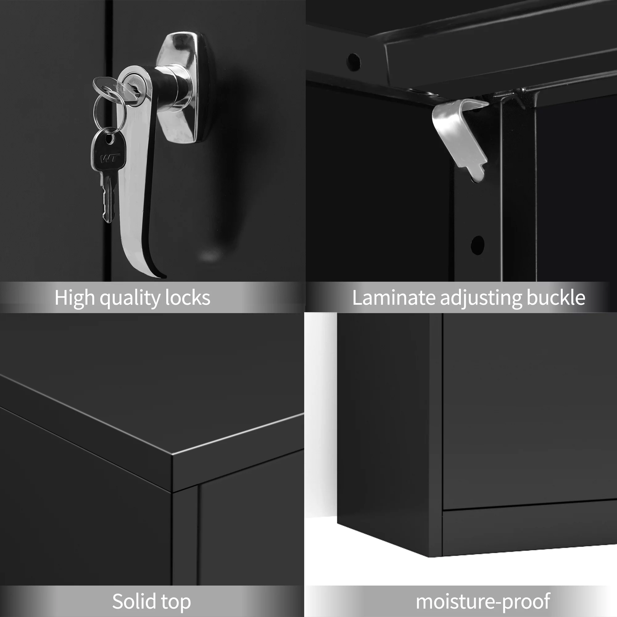Zakamaur 72"H Black Industrial Metal Garage Storage Cabinet, Lockable Steel Utility Cabinets with 4 Adjustable Shelves, Assembly Required