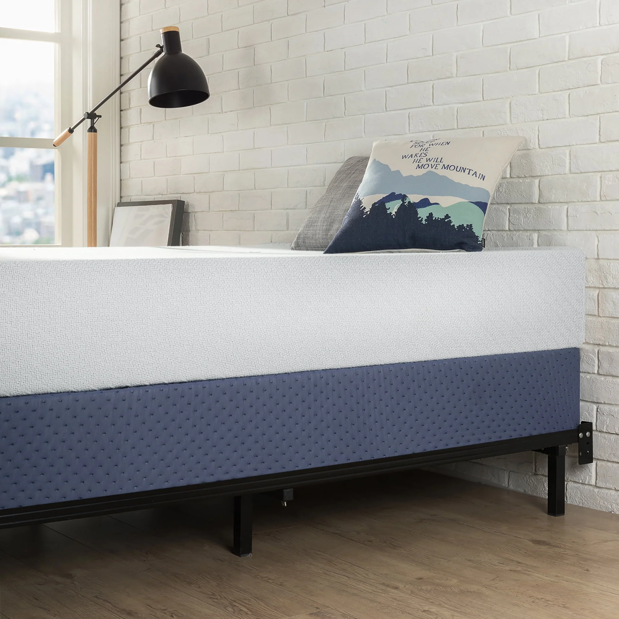 Mellow 9 Box Spring, Heavy Duty Steel, Easy Assembly, Navy, Queen