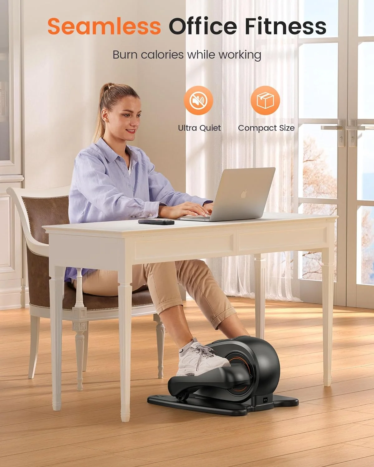 UPGO Under Desk Ellipticals Electric, Elipse Leg Exerciser for Seniors Fully Assembled, Seated Pedal Exerciser with Remote Control & Non-Slip Pedals
