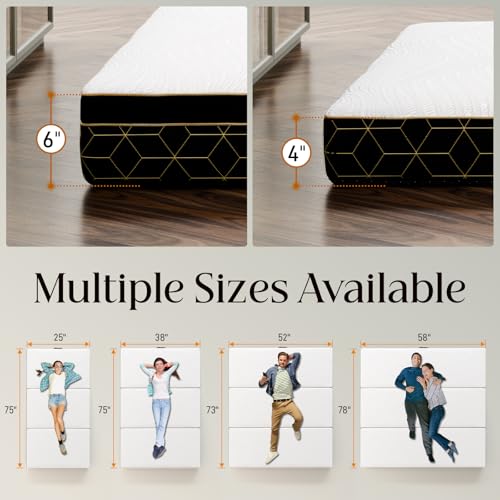 Tri-Fold Memory Foam Mattress Queen - 6 Inch Portable Folding Mattress with Handle & Washable Cover, Floor Bed with Non-Slip Base
