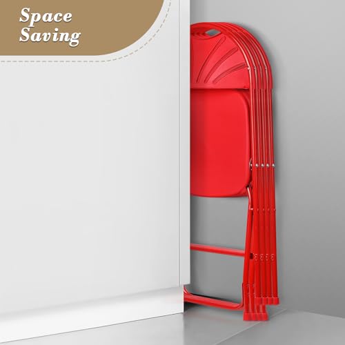 Athena Collection Red Plastic Folding Chairs for Adults, 10 Pack