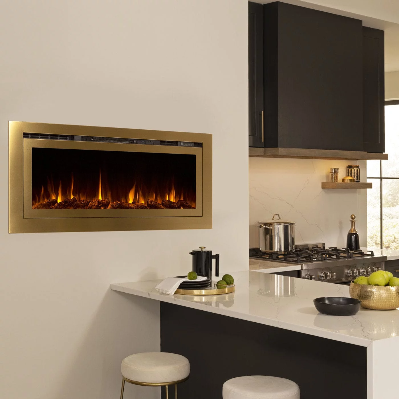 The Sideline Deluxe Gold 50" 86275 Recessed Smart Electric Fireplace