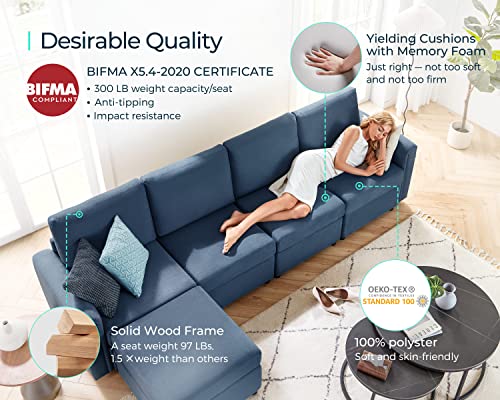 LINSY HOME Modular Sectional Sofa, Convertible U Shaped Sofa Couch with Storage, Memory Foam, Modular Sectionals with Ottomans