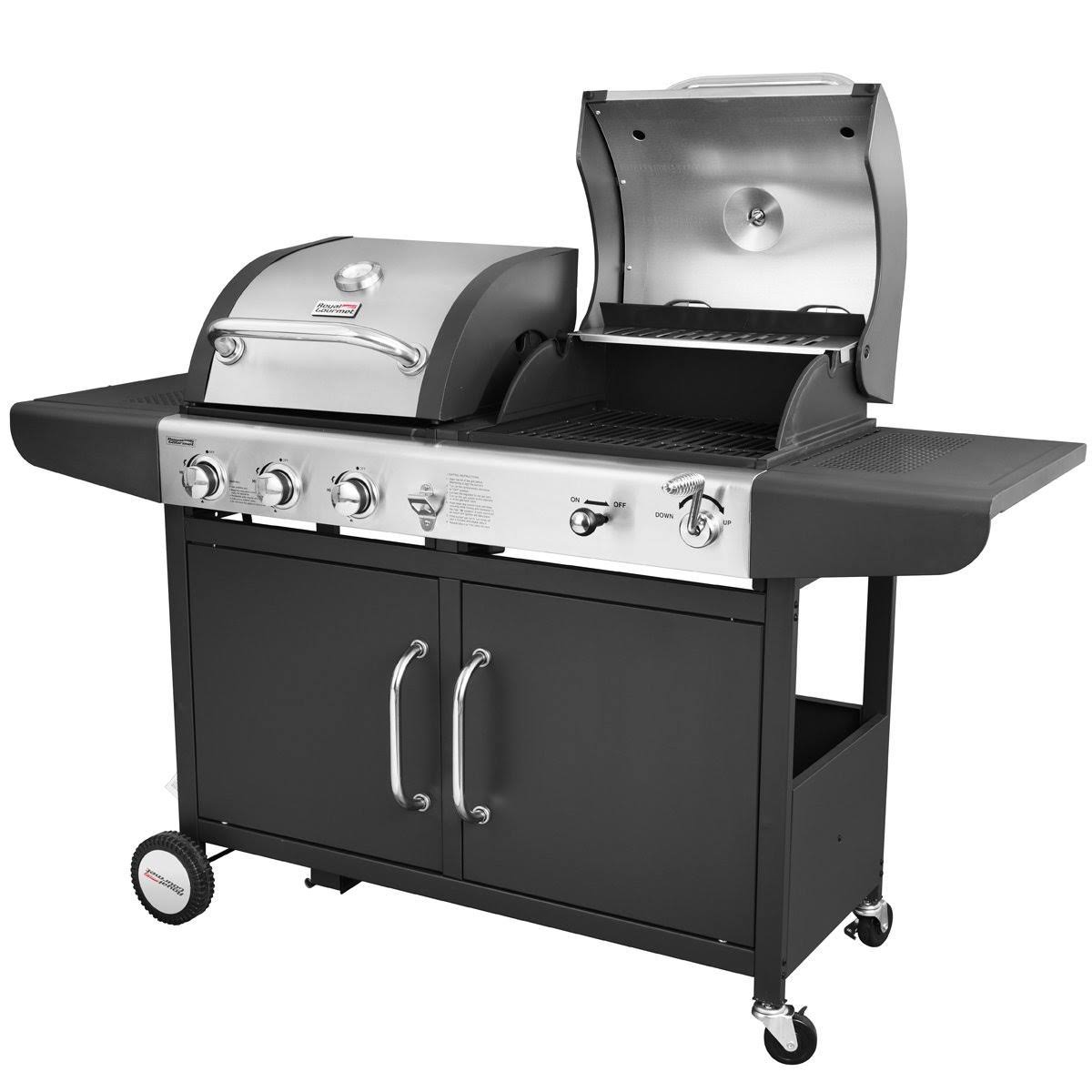 Royal Gourmet 3-Burner Propane Gas and Charcoal Combo Grill, Black - Megean