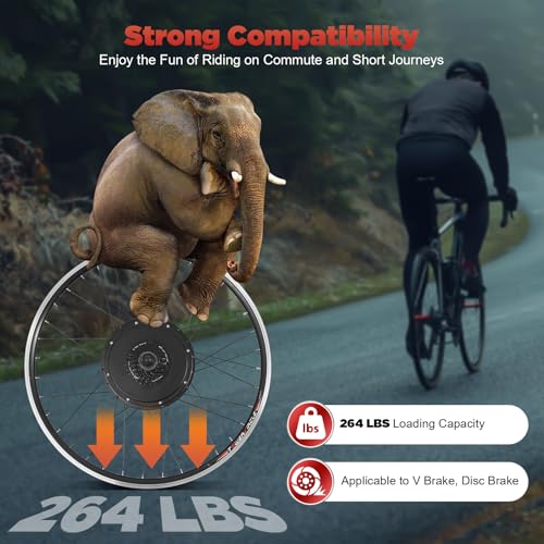 48V 1000W Rear Hub Motor Electric Bike Conversion Kit for 28/29 Inch/700C Rear Wheel Drive Engine Ebike Conversion Kit with LCD Display&Pedal Assist