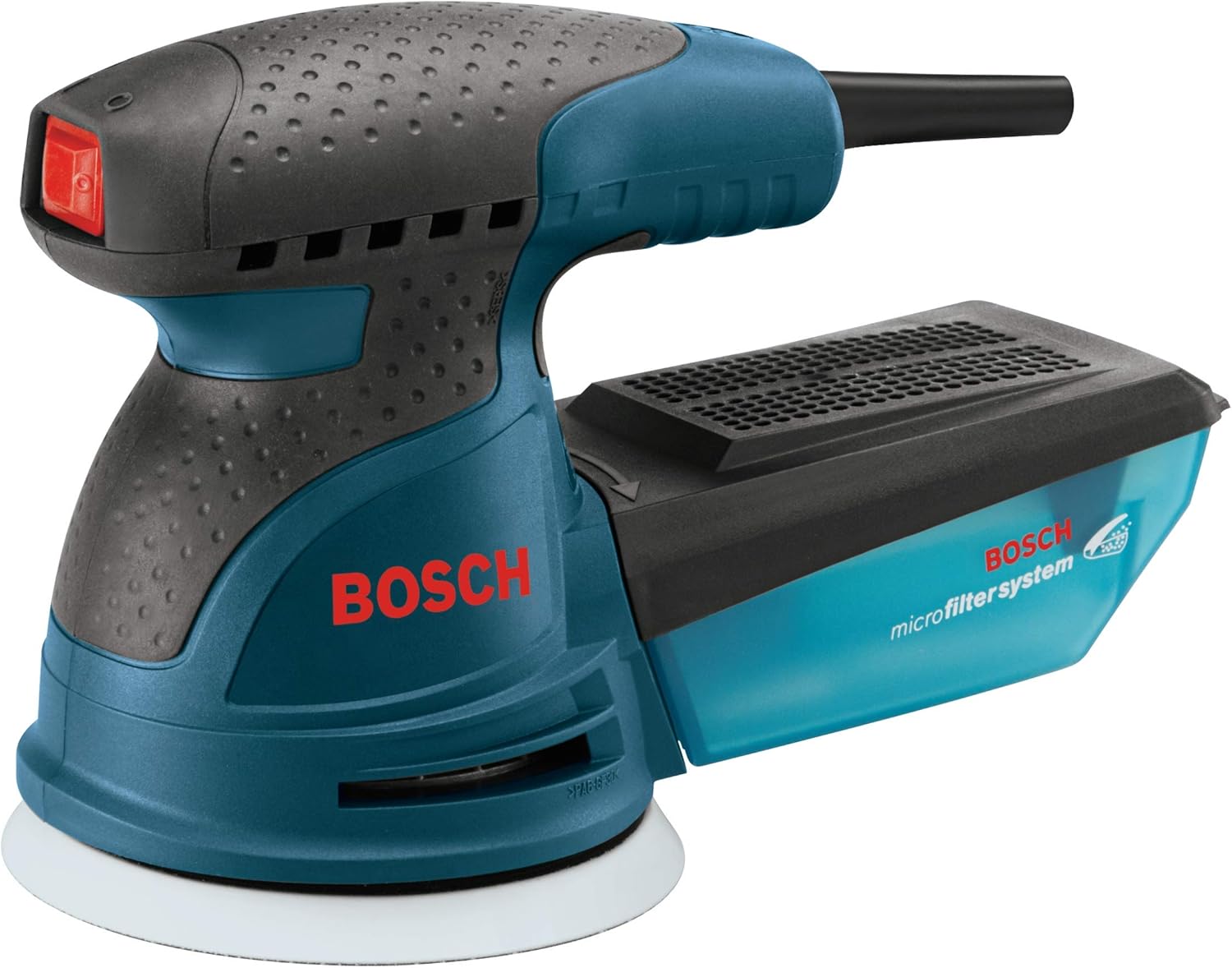 BOSCH ROS20VSK Palm Sander - 2.5 Amp 5 in. Corded Variable Speed Random Orbital Sander/Polisher Kit with Dust Collector and Hard Carrying Case, Blue