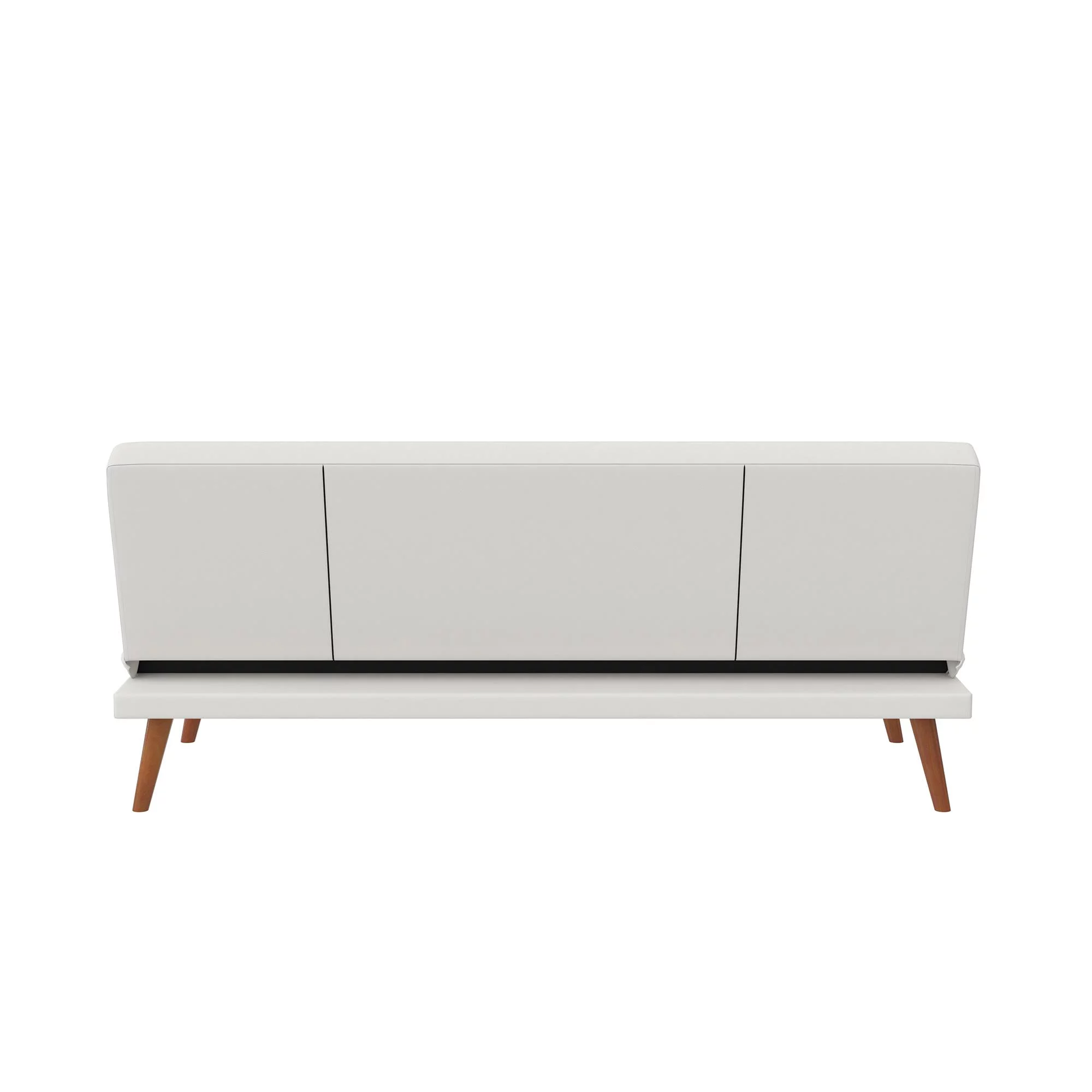 Novogratz Brittany Armless Futon, Sofa Lounger and Sleeper with Hideaway Support Legs, White Faux Leather