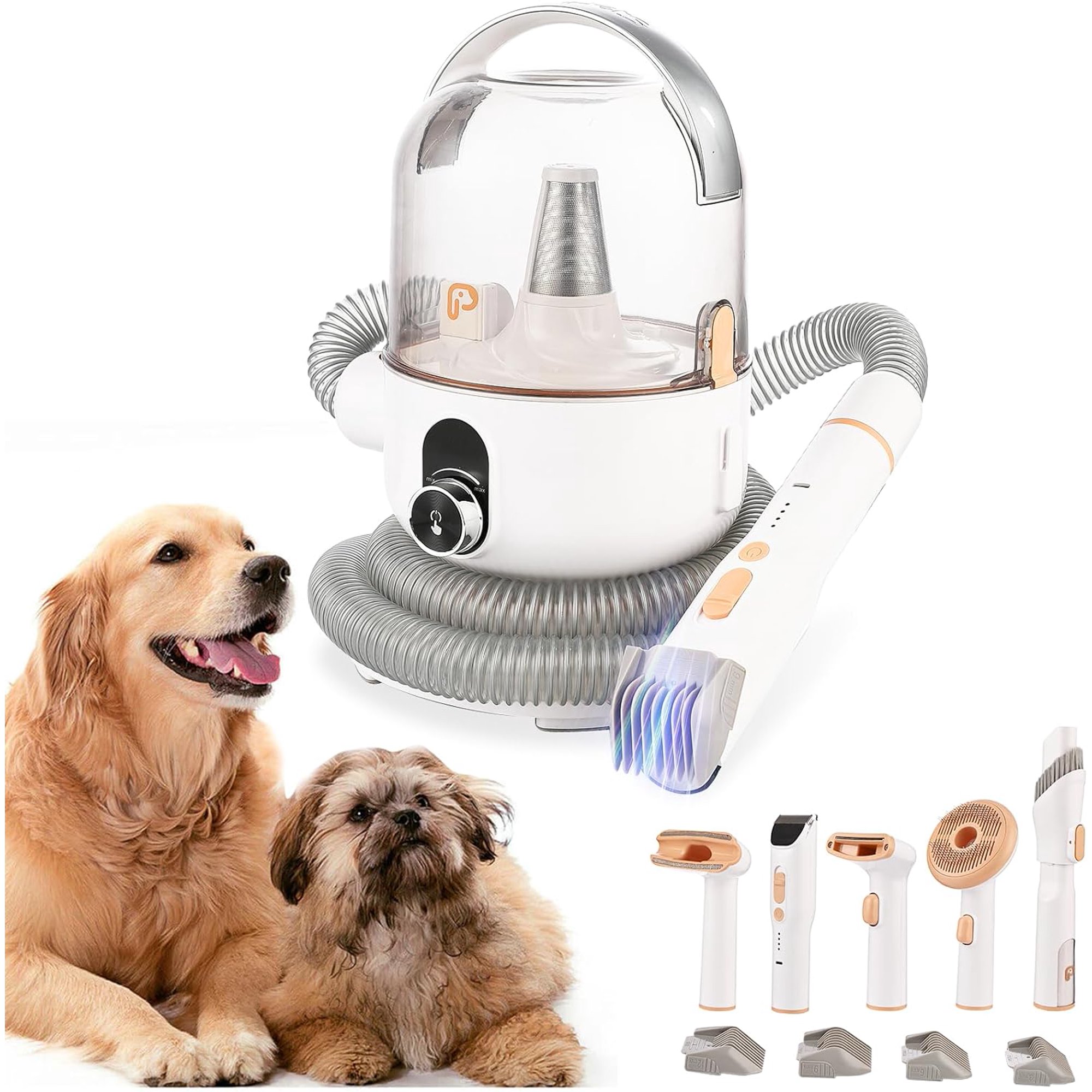 Joyspirit Quiet Pet Grooming Vacuum with 2L Dust Bin, 5 herramientas profesionales，High-Suction Pet Hair Vacuum Cleaner with Grooming Tools